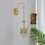 Elegant Crystal Crown Wall Sconce Luxury Interior Lighting Fixture for Hallway and Bathroom
