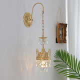 Elegant Crystal Crown Wall Sconce Luxury Interior Lighting Fixture for Hallway and Bathroom