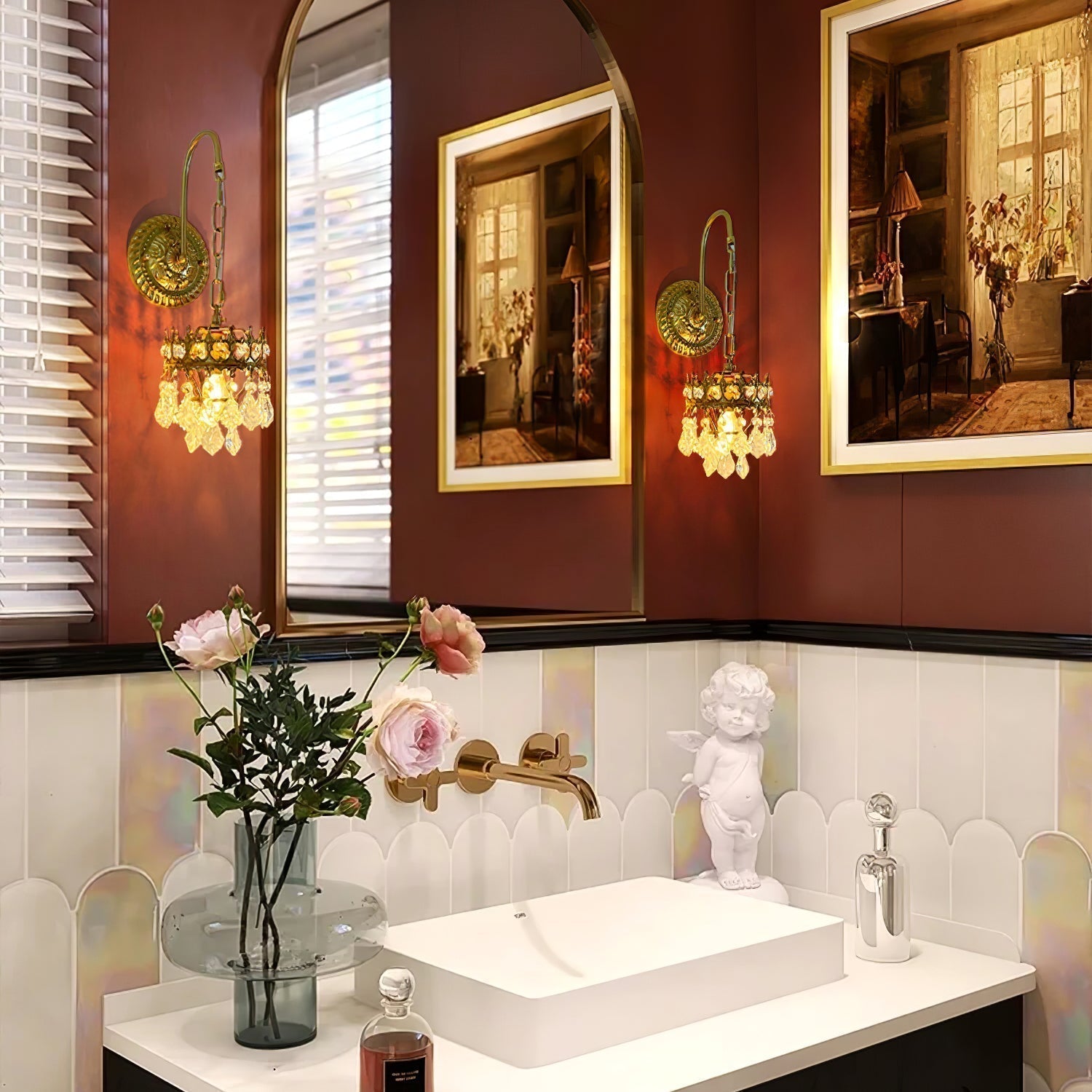 Elegant Crystal Crown Wall Sconce Set for Modern Interior Lighting
