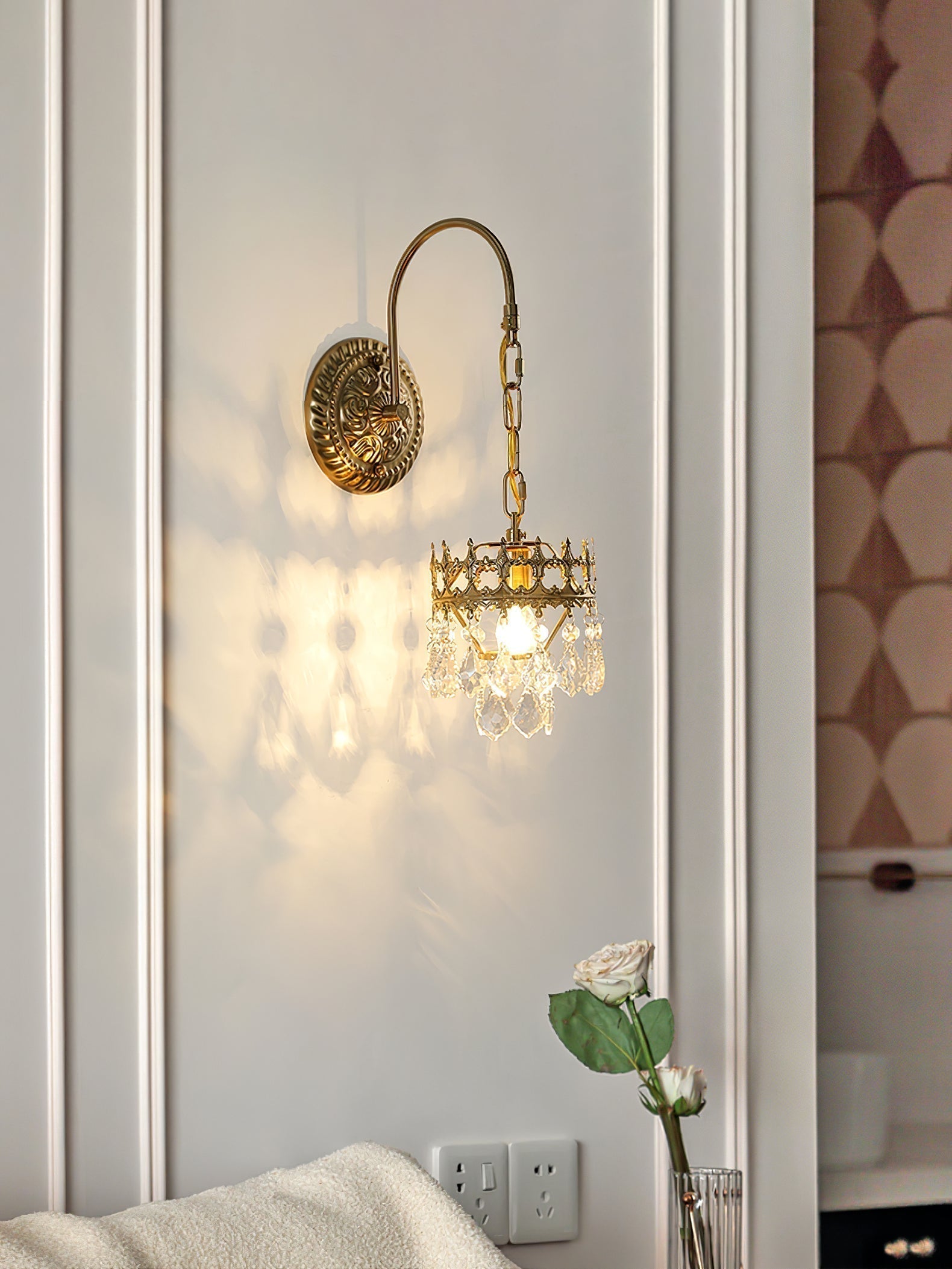 Elegant Crystal Crown Wall Sconce Set for Modern Interior Lighting