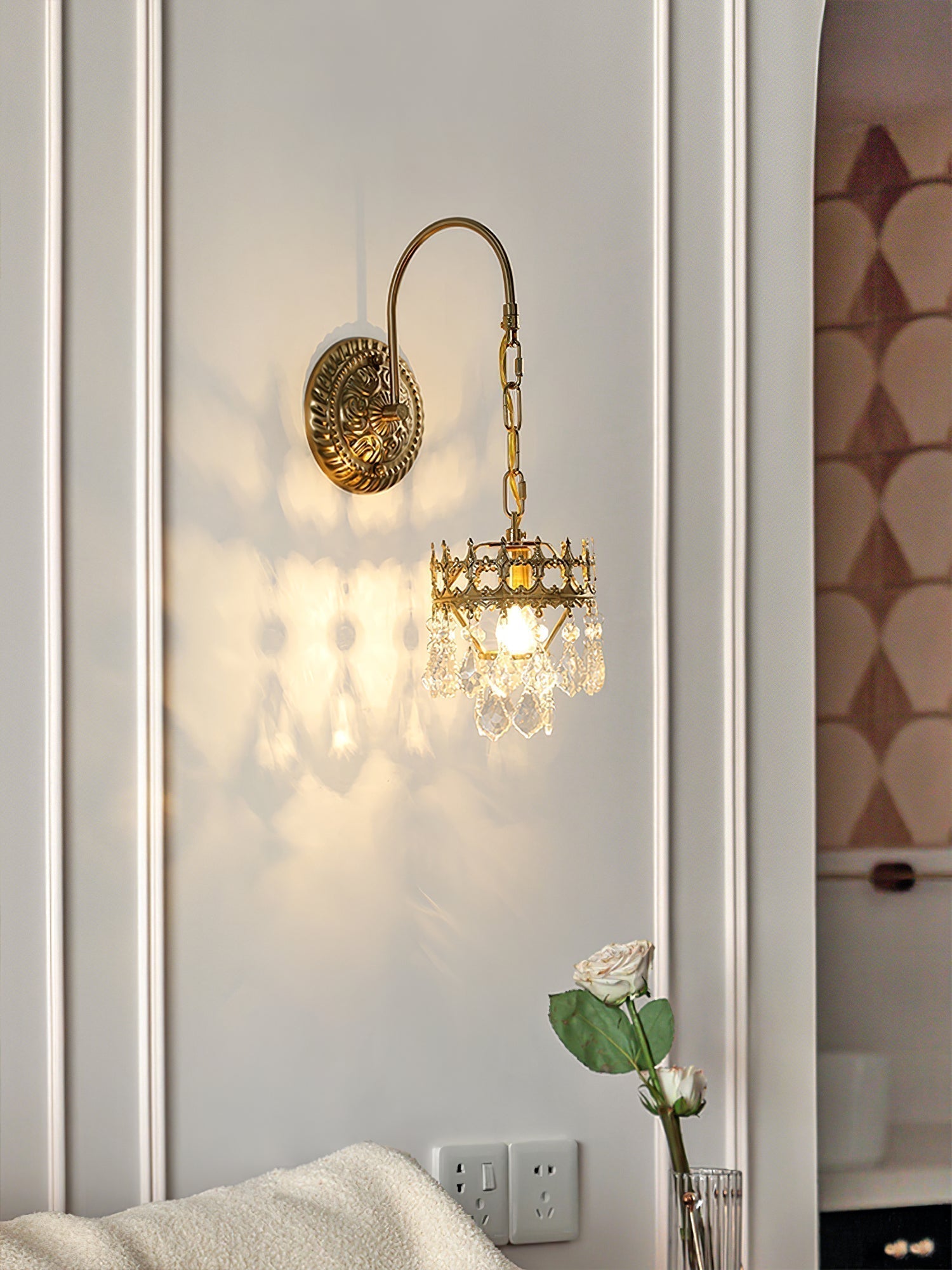 Elegant Crystal Crown Wall Sconce Set for Modern Interior Lighting