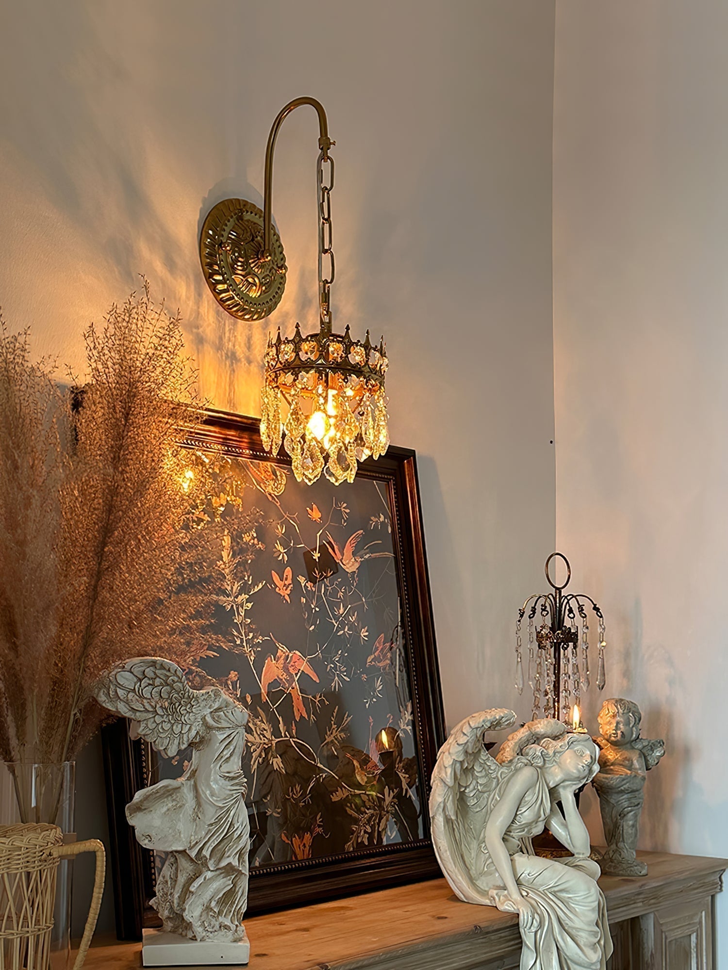 Elegant Crystal Crown Wall Sconce Set for Modern Interior Lighting