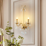 Elegant Crystal Pearl Chain Wall Sconce Decorative Indoor Lighting for Bedroom and Living Room