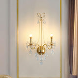 Elegant Crystal Pearl Chain Wall Sconce Decorative Indoor Lighting for Bedroom and Living Room
