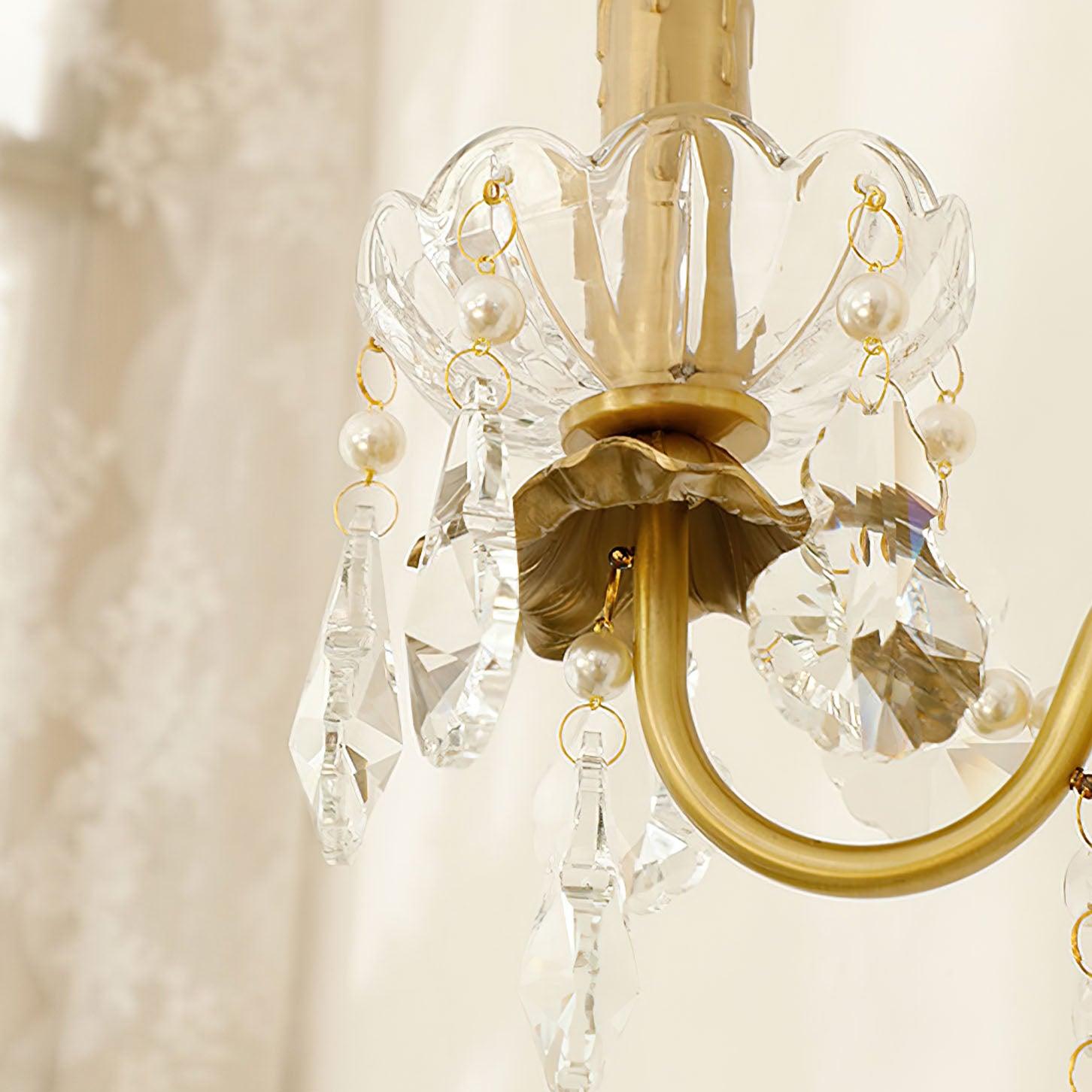 Elegant Crystal Pearl Chain Wall Sconce Decorative Indoor Lighting for Bedroom and Living Room