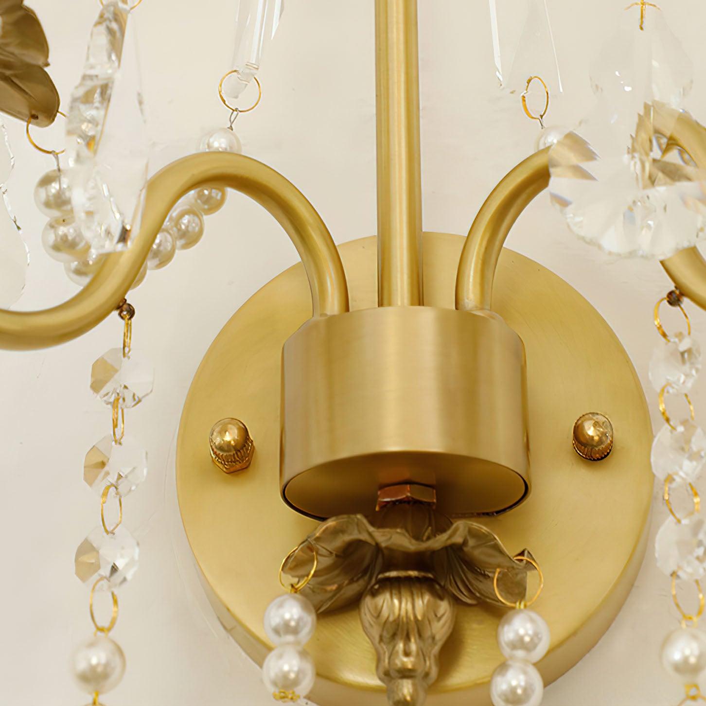 Elegant Crystal Pearl Chain Wall Sconce Decorative Indoor Lighting for Bedroom and Living Room