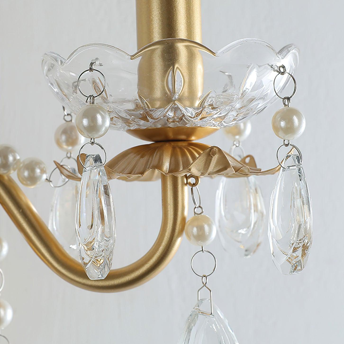 Elegant Crystal Pearl Chain Wall Sconce Decorative Indoor Lighting for Bedroom and Living Room