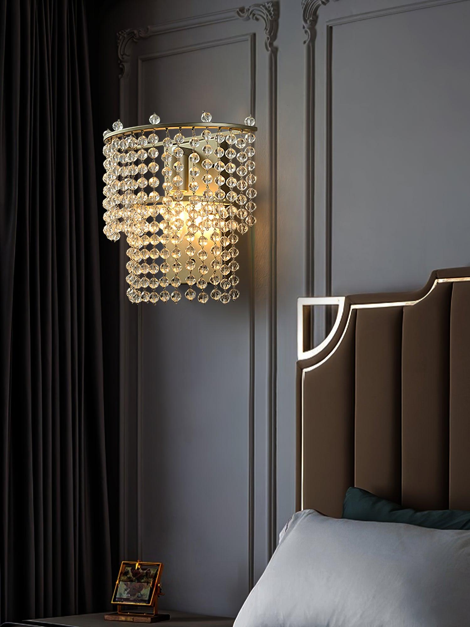 Elegant Crystal Waterfall Wall Sconce Set of 2 in Gold Finish for Luxury Interior Decor