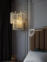 Elegant Crystal Waterfall Wall Sconce Set of 2 in Gold Finish for Luxury Interior Decor
