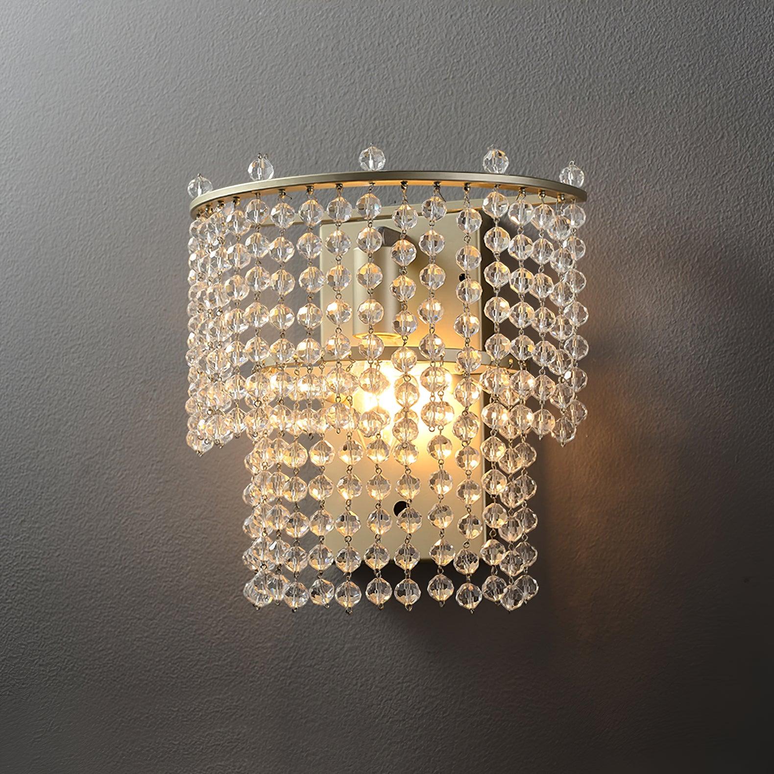Elegant Crystal Waterfall Wall Sconce Set of 2 in Gold Finish for Luxury Interior Decor