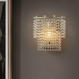 Elegant Crystal Waterfall Wall Sconce Set of 2 in Gold Finish for Luxury Interior Decor