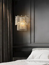 Elegant Crystal Waterfall Wall Sconce Set of 2 in Gold Finish for Luxury Interior Decor