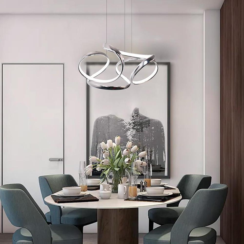 Elegant Curved Flower Shape LED Chandelier Modern Artistic Aluminum Pendant Light for Living Room