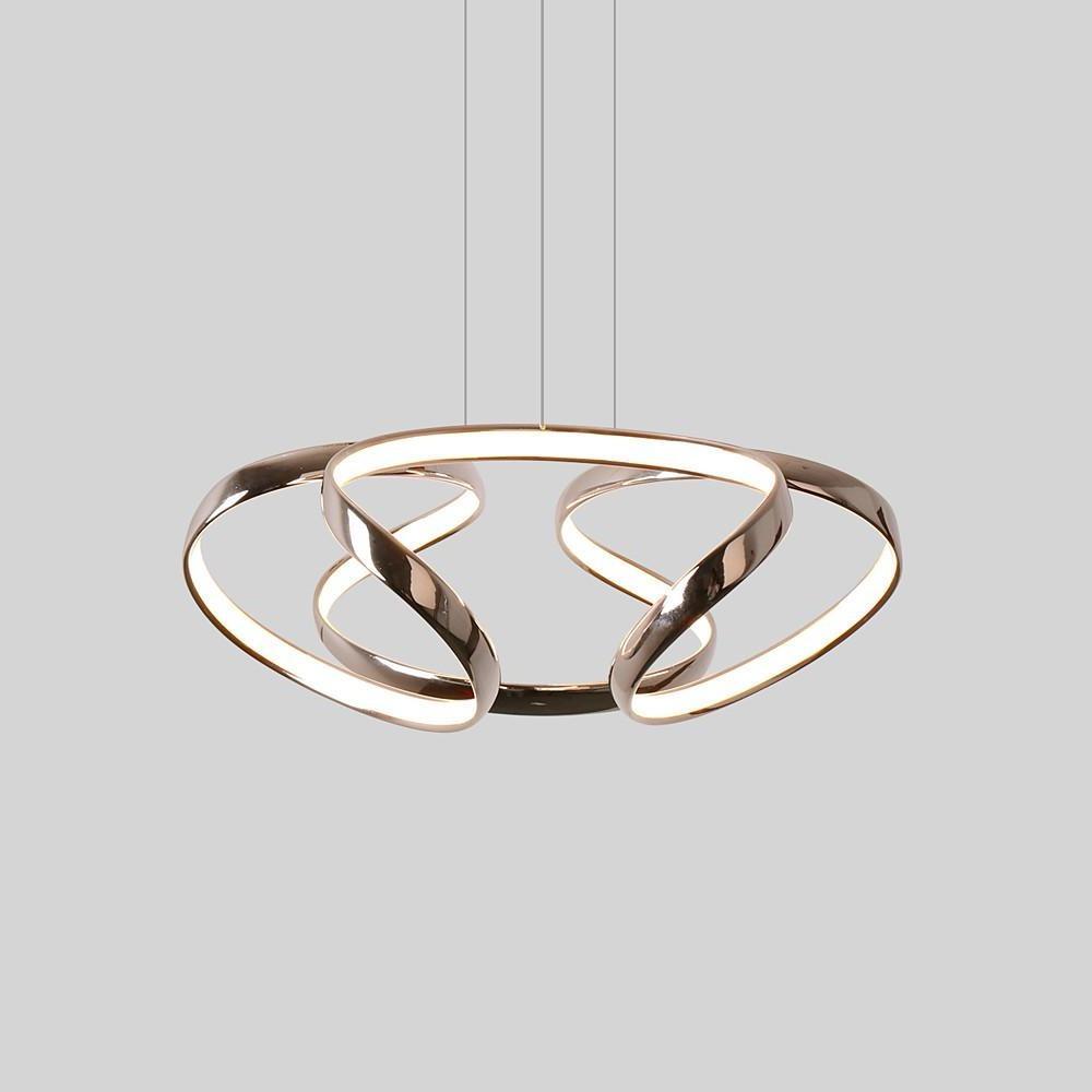 Elegant Curved Flower Shape LED Chandelier Modern Artistic Aluminum Pendant Light for Living Room