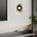 Elegant Double Layer Round Glass LED Wall Sconce with Electroplated Metal Frame for Modern Interiors