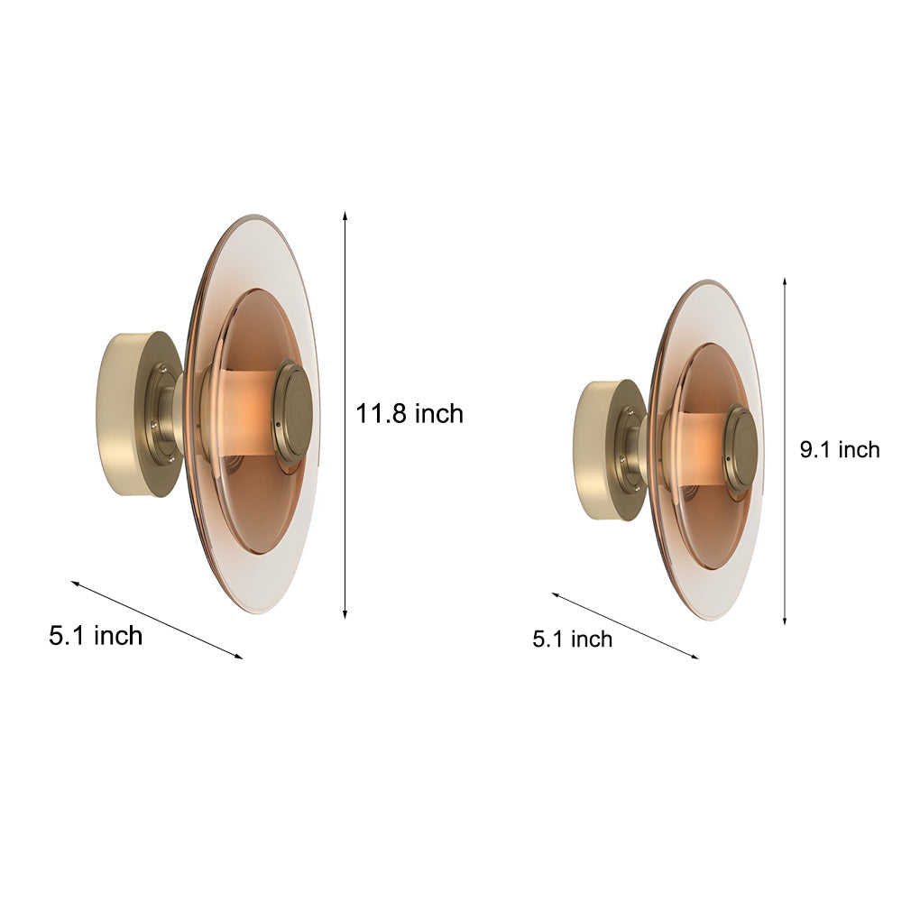 Elegant Double Layer Round Glass LED Wall Sconce with Electroplated Metal Frame for Modern Interiors