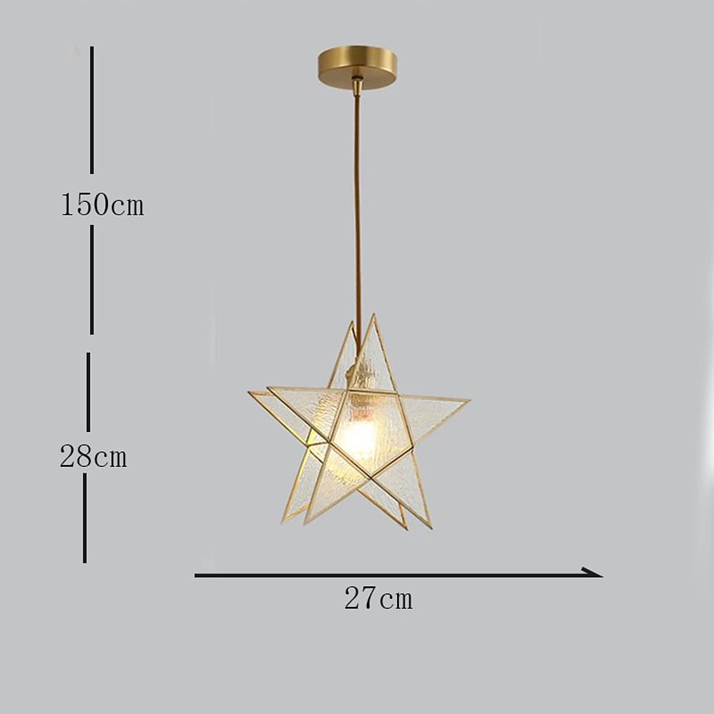 Elegant Double Star Glass Hanging Pendant Light Copper Modern Kitchen Island Lighting