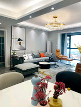 Elegant Drum Glass Candelabrum Crystal Chandelier for Contemporary Home Lighting