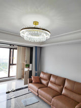Elegant Drum Glass Candelabrum Crystal Chandelier for Contemporary Home Lighting