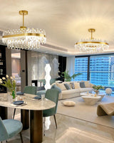 Elegant Drum Glass Candelabrum Crystal Chandelier for Contemporary Home Lighting