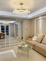 Elegant Drum Glass Candelabrum Crystal Chandelier for Contemporary Home Lighting