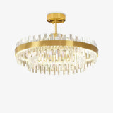 Elegant Drum Glass Candelabrum Crystal Chandelier for Contemporary Home Lighting