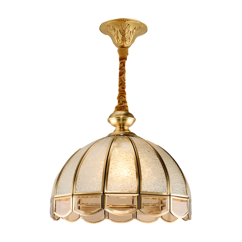 Elegant European Copper and Glass Flower Pendant Light with 3 Step Dimming for Hallways and Entrances