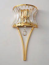 Elegant Fantania Crystal Arc Wall Sconce Gold Metal Indoor Lighting Set of Two