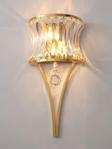 Elegant Fantania Crystal Arc Wall Sconce Gold Metal Indoor Lighting Set of Two