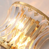 Elegant Fantania Crystal Arc Wall Sconce Gold Metal Indoor Lighting Set of Two