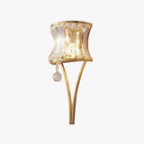Elegant Fantania Crystal Arc Wall Sconce Gold Metal Indoor Lighting Set of Two