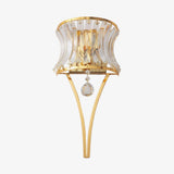 Elegant Fantania Crystal Arc Wall Sconce Gold Metal Indoor Lighting Set of Two