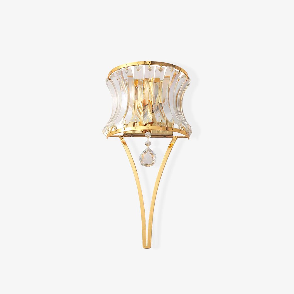 Elegant Fantania Crystal Arc Wall Sconce Gold Metal Indoor Lighting Set of Two