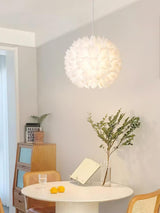 Elegant Floral Ball Pendant Light White PVC Petal Design Modern Hanging Chandelier