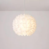 Elegant Floral Ball Pendant Light White PVC Petal Design Modern Hanging Chandelier