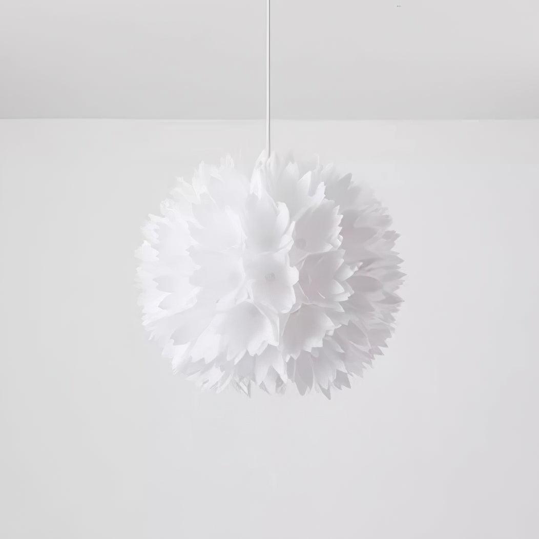 Elegant Floral Ball Pendant Light White PVC Petal Design Modern Hanging Chandelier