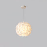 Elegant Floral Ball Pendant Light White PVC Petal Design Modern Hanging Chandelier