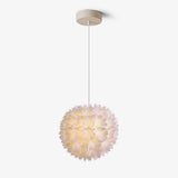 Elegant Floral Ball Pendant Light White PVC Petal Design Modern Hanging Chandelier
