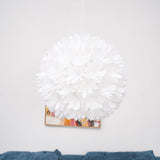 Elegant Floral Ball Pendant Light White PVC Petal Design Modern Hanging Chandelier