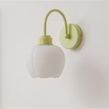 Elegant Floral Design Metal Wall Sconce Flower Blossom Indoor Decorative Wall Light in Green and White Finish