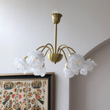 Elegant Floral Rose Glass and Copper Chandelier Ceiling Light for Interior Living Spaces