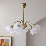 Elegant Floral Rose Glass and Copper Chandelier Ceiling Light for Interior Living Spaces