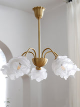 Elegant Floral Rose Glass and Copper Chandelier Ceiling Light for Interior Living Spaces