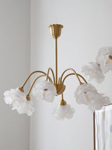 Elegant Floral Rose Glass and Copper Chandelier Ceiling Light for Interior Living Spaces