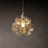 Elegant Flower Shaped Glass Pendant Light Copper Hanging Ceiling Fixture for Modern Home Decor