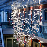 Elegant Flying Glass Feather Crown LED Chandelier for Large Foyers and Living Areas