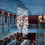 Elegant Flying Glass Feather Crown LED Chandelier for Large Foyers and Living Areas