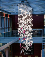 Elegant Flying Glass Feather Crown LED Chandelier for Large Foyers and Living Areas