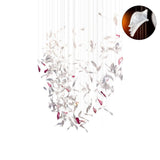 Elegant Flying Glass Feather Crown LED Chandelier for Large Foyers and Living Areas