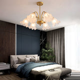 Elegant French Floral Glass Chandelier with 3 Step Dimming LED for Living Room